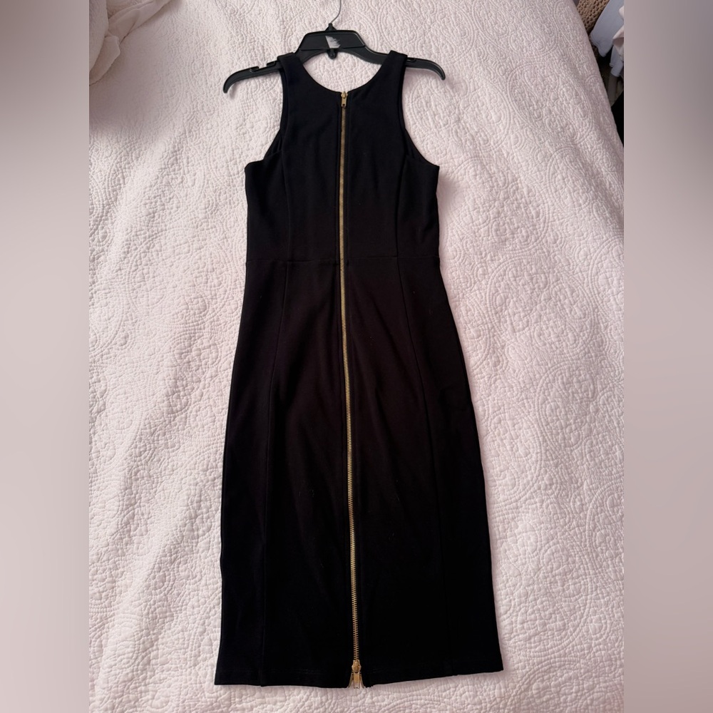 Felicity & Coco Black Midi Dress with Gold Zip